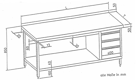 Landgraf, Arbeitstisch mit 1 Schubladenblock